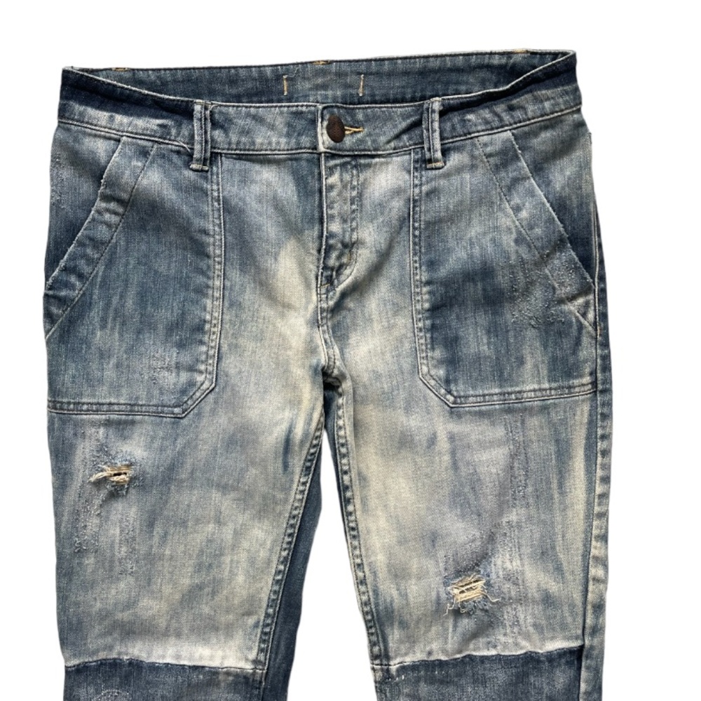 Free People Distressed Bleached Patchwork Cropped… - image 6